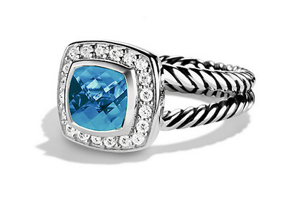 Ring with Blue Topaz and Diamonds